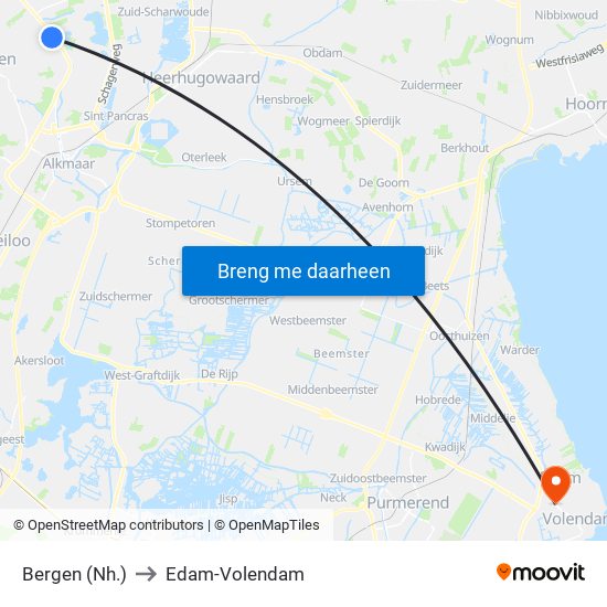 Bergen (Nh.) to Edam-Volendam map