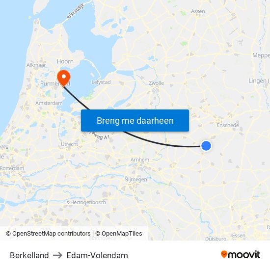 Berkelland to Edam-Volendam map