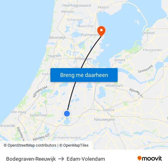 Bodegraven-Reeuwijk to Edam-Volendam map