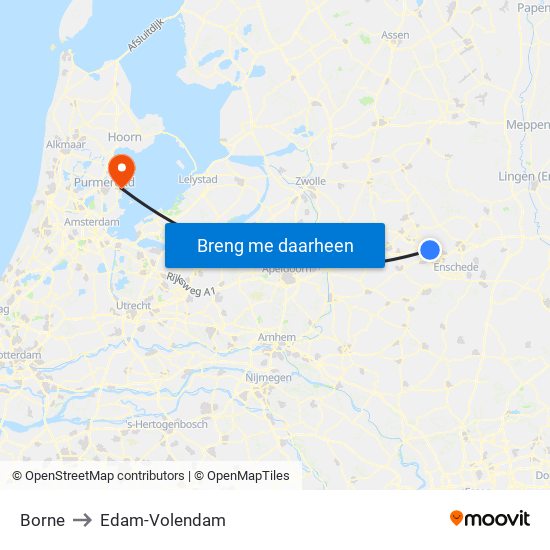 Borne to Edam-Volendam map