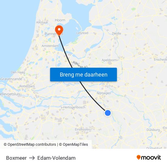 Boxmeer to Edam-Volendam map