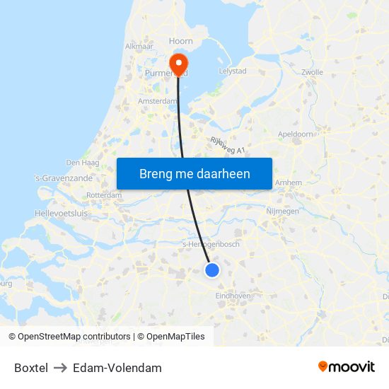 Boxtel to Edam-Volendam map