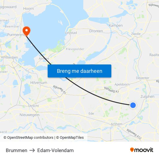 Brummen to Edam-Volendam map