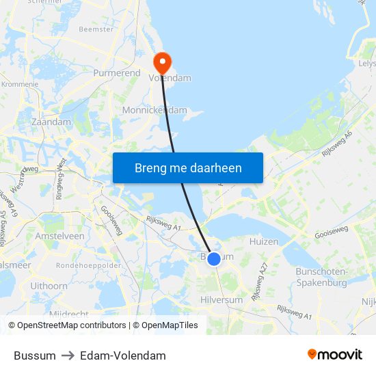 Bussum to Edam-Volendam map