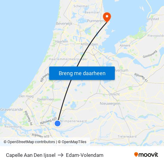 Capelle Aan Den Ijssel to Edam-Volendam map