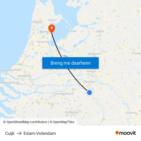 Cuijk to Edam-Volendam map