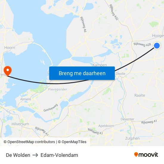 De Wolden to Edam-Volendam map