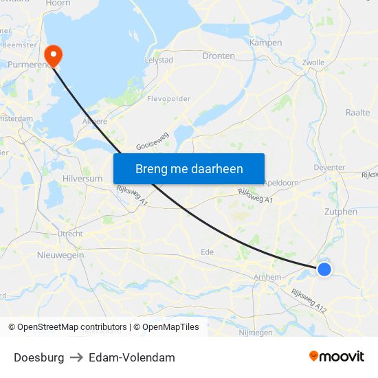 Doesburg to Edam-Volendam map