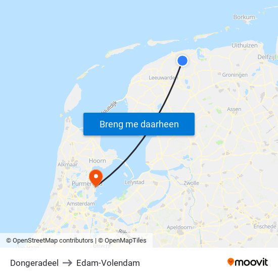 Dongeradeel to Edam-Volendam map