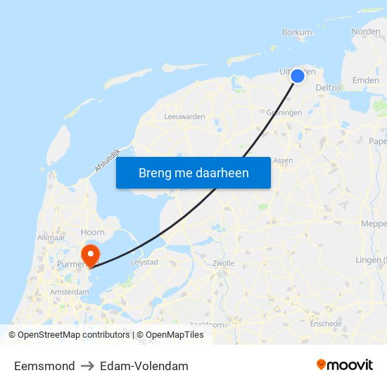 Eemsmond to Edam-Volendam map