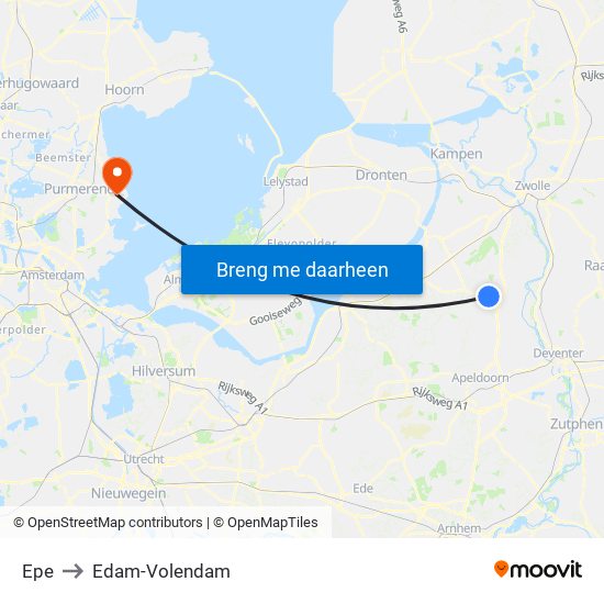 Epe to Edam-Volendam map