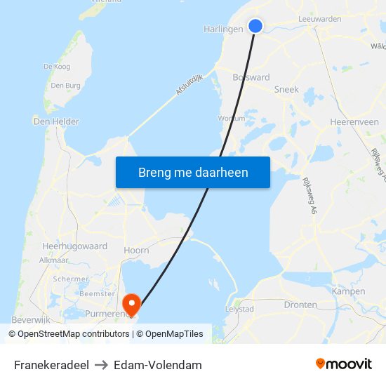 Franekeradeel to Edam-Volendam map