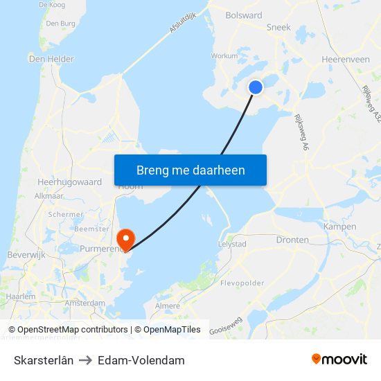 Skarsterlân to Edam-Volendam map