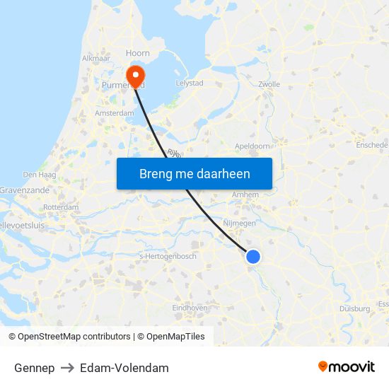 Gennep to Edam-Volendam map