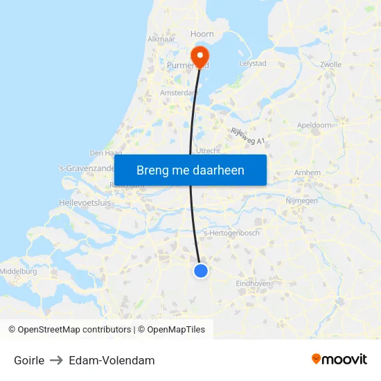 Goirle to Edam-Volendam map