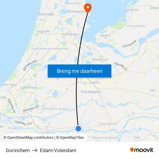 Gorinchem to Edam-Volendam map