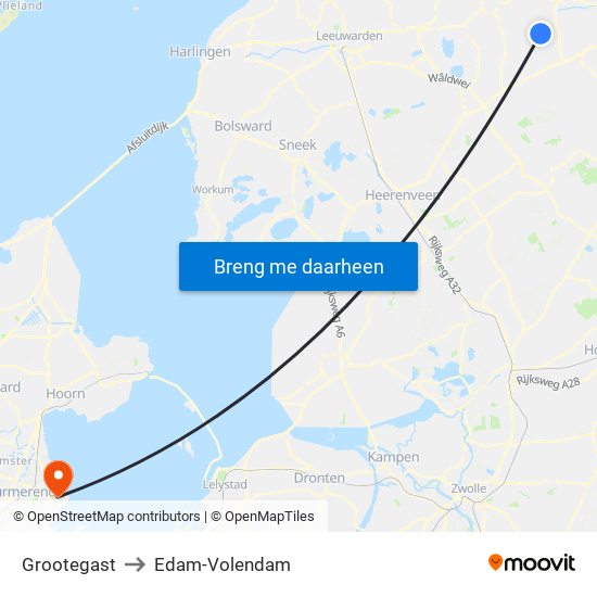 Grootegast to Edam-Volendam map
