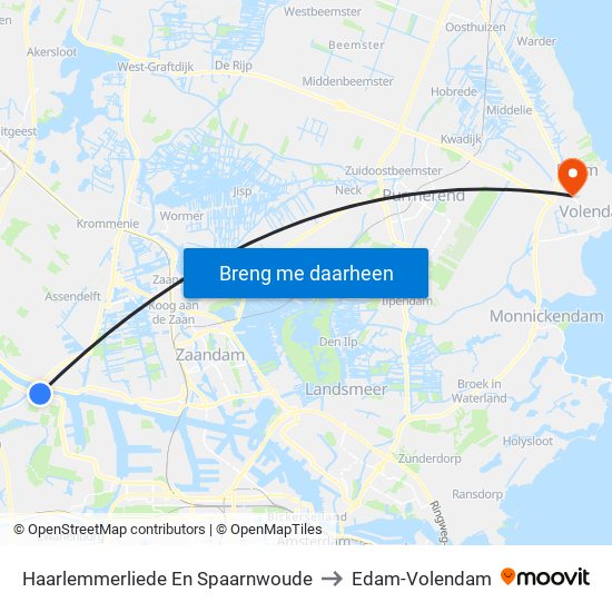 Haarlemmerliede En Spaarnwoude to Edam-Volendam map