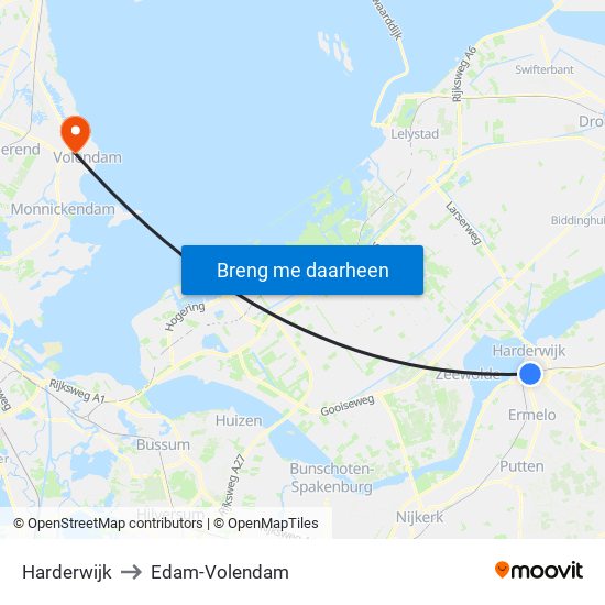 Harderwijk to Edam-Volendam map