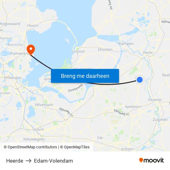 Heerde to Edam-Volendam map