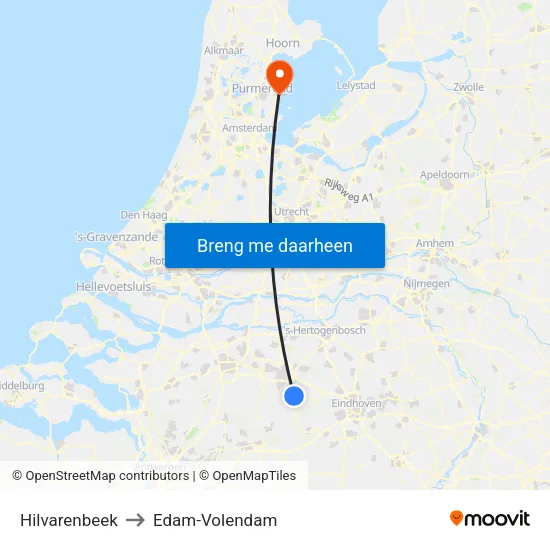 Hilvarenbeek to Edam-Volendam map