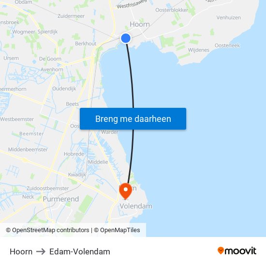 Hoorn to Edam-Volendam map