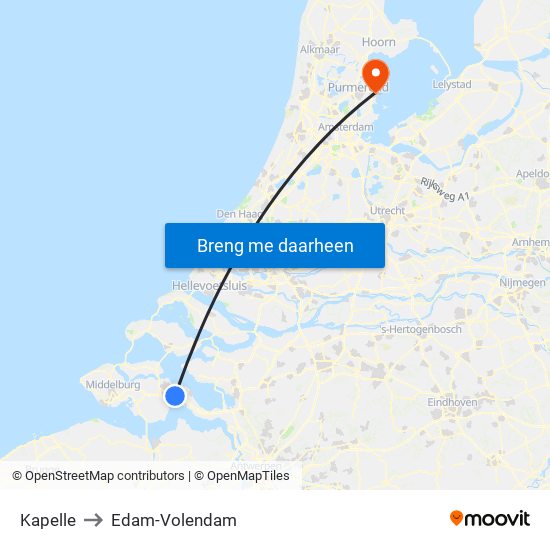 Kapelle to Edam-Volendam map