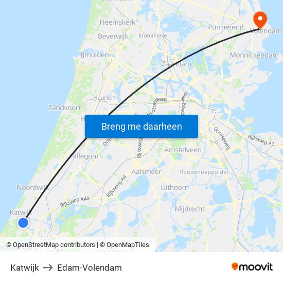 Katwijk to Edam-Volendam map