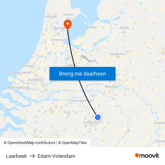 Laarbeek to Edam-Volendam map