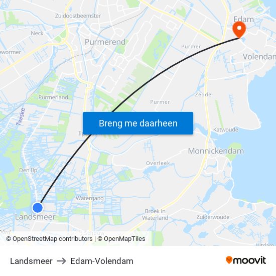Landsmeer to Edam-Volendam map