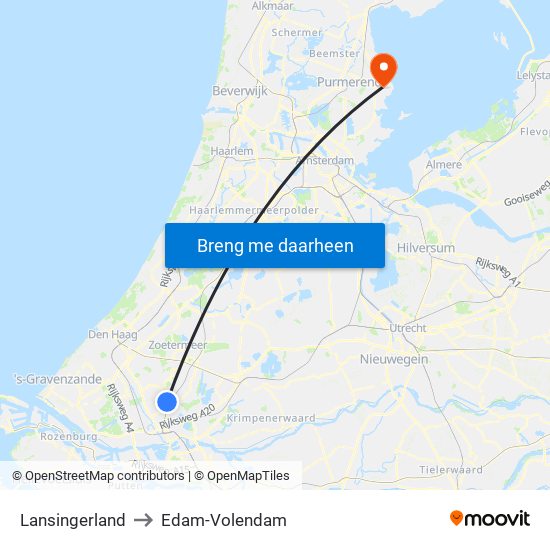 Lansingerland to Edam-Volendam map