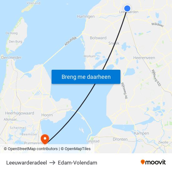 Leeuwarderadeel to Edam-Volendam map
