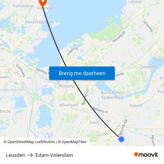 Leusden to Edam-Volendam map