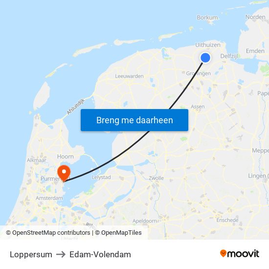 Loppersum to Edam-Volendam map