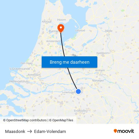 Maasdonk to Edam-Volendam map