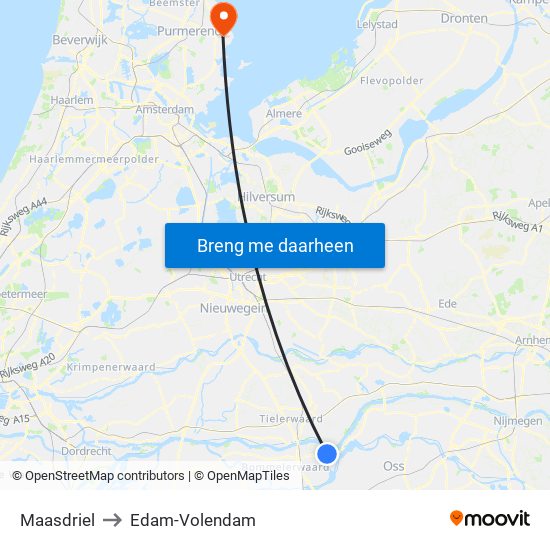 Maasdriel to Edam-Volendam map