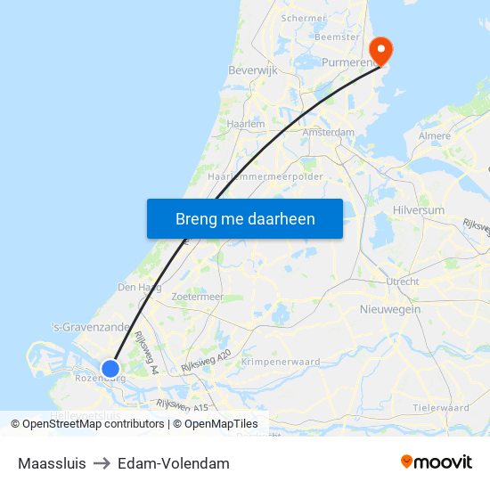 Maassluis to Edam-Volendam map