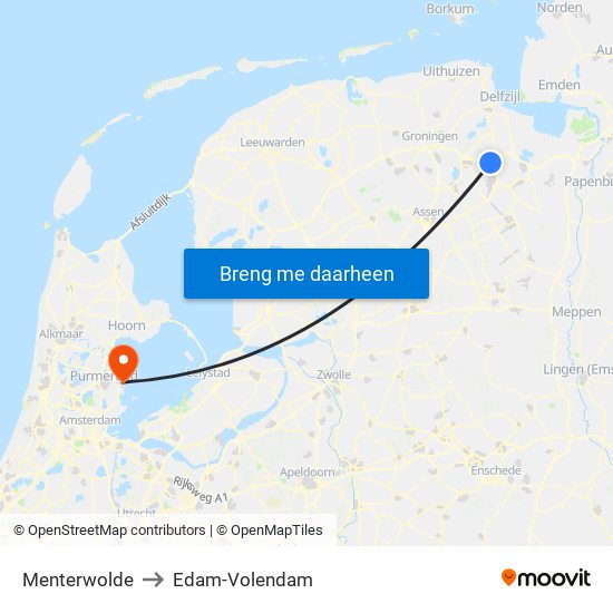 Menterwolde to Edam-Volendam map