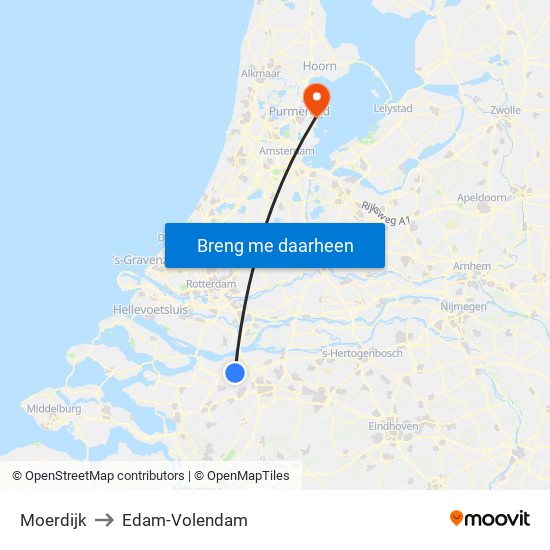 Moerdijk to Edam-Volendam map