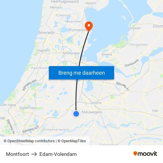 Montfoort to Edam-Volendam map