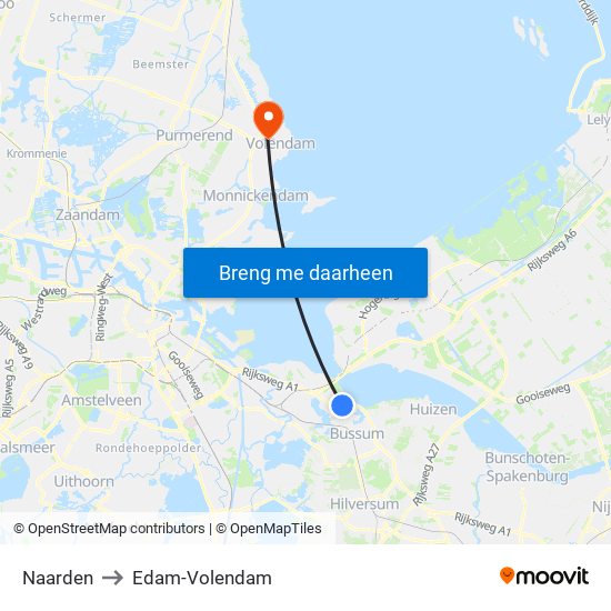 Naarden to Edam-Volendam map