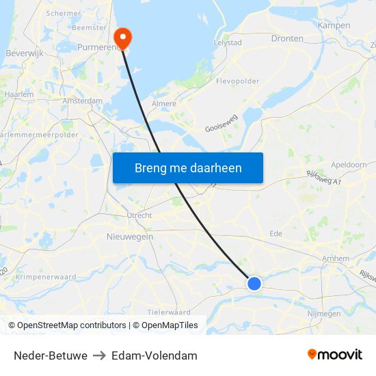 Neder-Betuwe to Edam-Volendam map