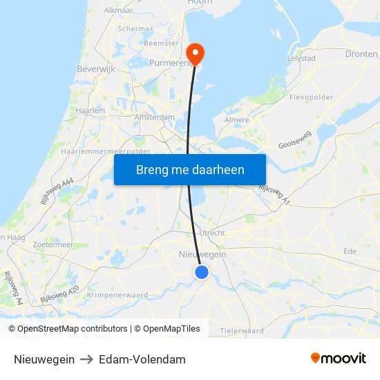 Nieuwegein to Edam-Volendam map