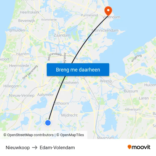 Nieuwkoop to Edam-Volendam map