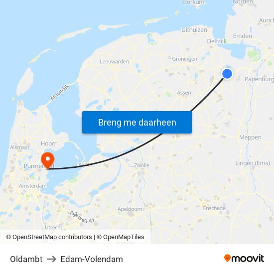 Oldambt to Edam-Volendam map