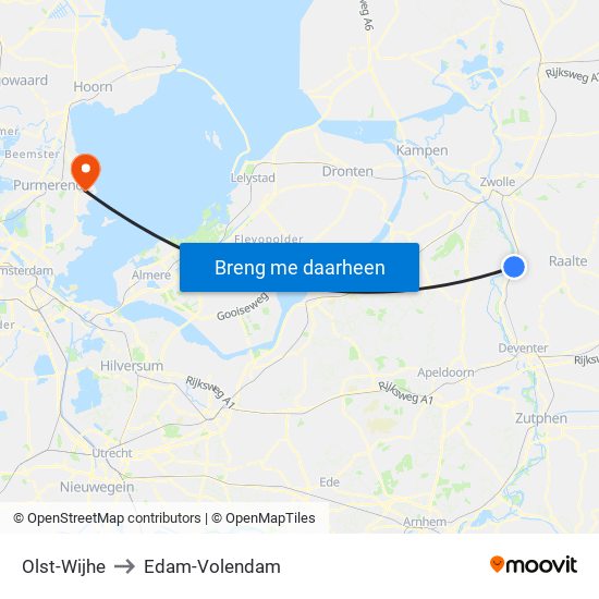 Olst-Wijhe to Edam-Volendam map
