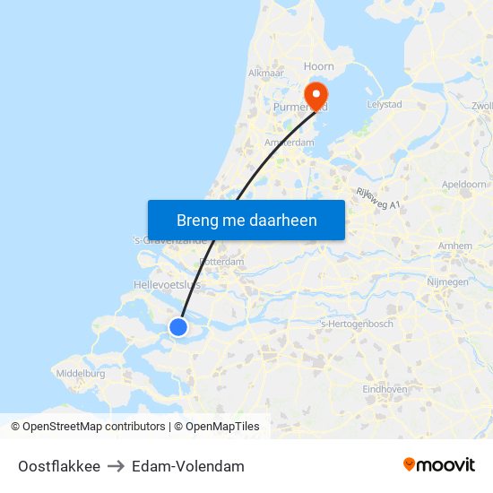 Oostflakkee to Edam-Volendam map