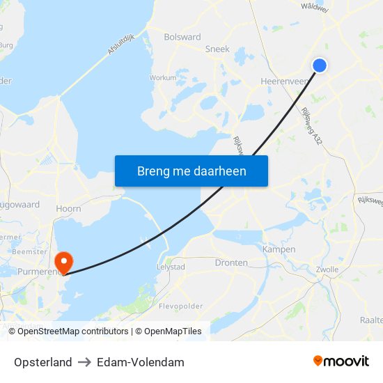 Opsterland to Edam-Volendam map