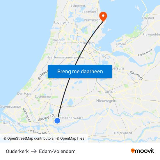 Ouderkerk to Edam-Volendam map