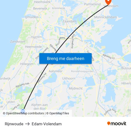 Rijnwoude to Edam-Volendam map